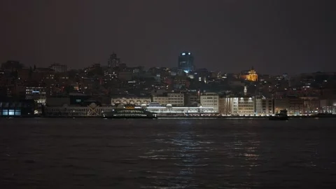 Cargo ship sails through the Bosphorus Stock Footage 172736874