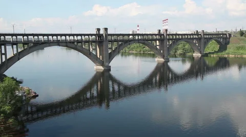 Cargo ship sails under the bridge. 스톡 동영상 63056007