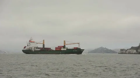 Cargo ship in San Francisco Stock Footage 41386291