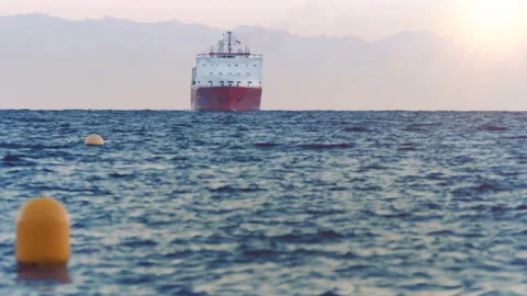 Cargo ship with sea containers cargo transportation 스톡 동영상 93749680