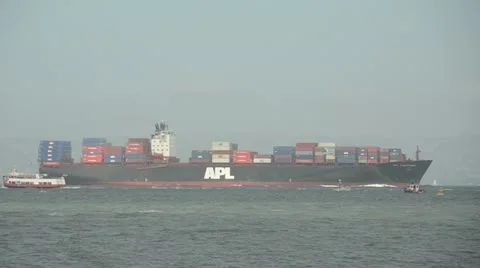 Cargo ship at sea Stock Footage 12256881