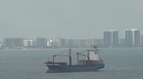 Cargo ship at sea Stock Footage 37350968