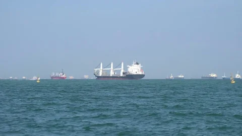 Cargo ship on sea Stock Footage 83162011
