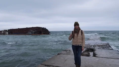 Cargo ship at sea Stock Footage 123048778