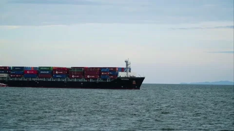 Cargo ship in the sea. Stock Footage 137885743