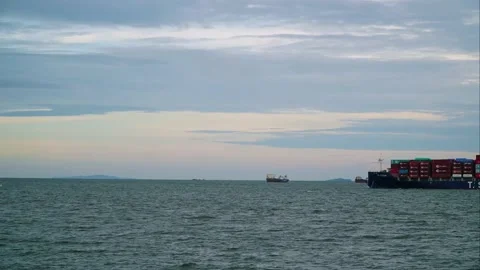 Cargo ship in the sea. Stock Footage 137885746