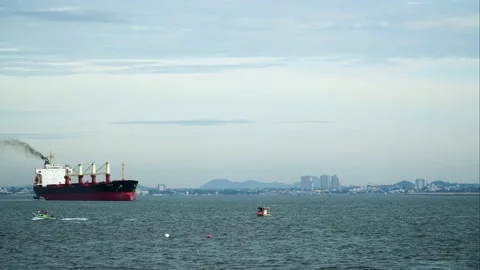 Cargo ship in the sea. Stock Footage 137885753