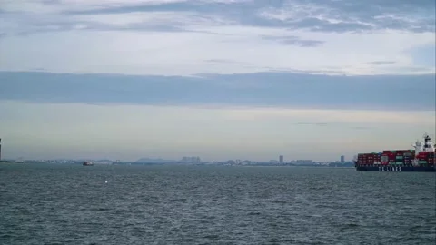 Cargo ship in the sea. Stock Footage 137885757