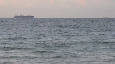 Cargo ship at sea Stock Footage 218980970