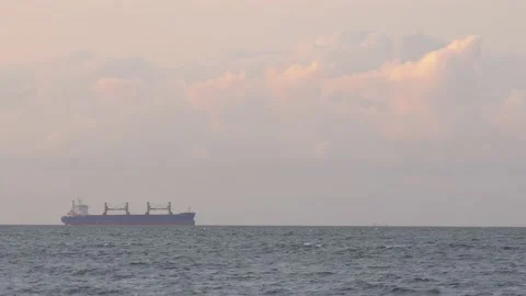 Cargo ship at sea Stock Footage 218981723