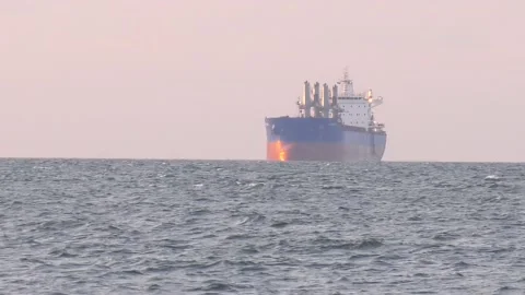 Cargo ship at sea Stock Footage 218985302