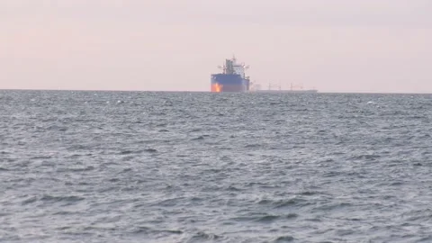 Cargo ship at sea Stock Footage 218985855