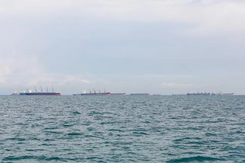 Cargo ship in the sea. Stock Photos