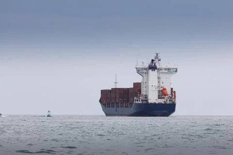 Cargo ship in the sea Stock Photos