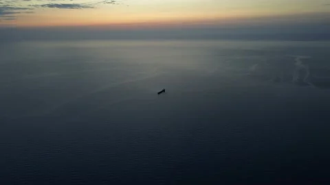 Cargo ship at sea, shooting from a drone Stock Footage 171291461