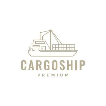 Cargo ship shipping export import ocean transport lines logo design vector .. イラスト素材