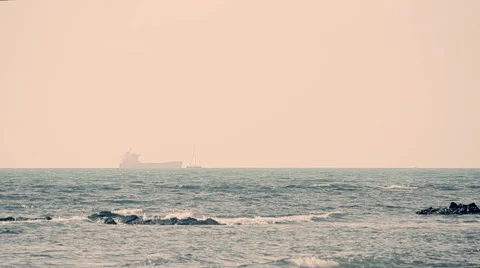 Cargo ship silhouette Stock Footage 48977744