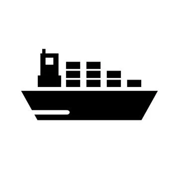 Cargo ship silhouette icon. Container ship transport. Sea transport industr.. Stock Illustration
