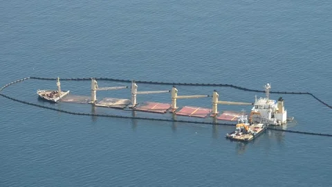Cargo ship sinking off the Gibraltar coast. Stock Footage 220496958
