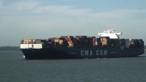 Cargo ship in Solent Video stock 67753294