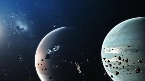 Cargo ship. A space tug. Leaving the solar system. 動画素材 251701849