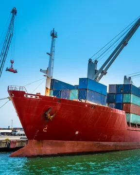 Cargo ship stranded in port Stock Photos