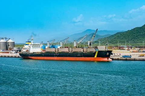 Cargo ship stranded in port Stock Photos