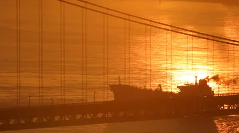 Cargo Ship in the sun Stock Footage 35521325