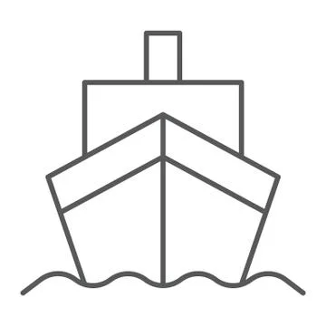 Cargo ship thin line icon, transportation and delivery, cruiser sign, vector Stock Illustration