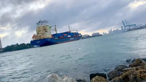 Cargo Ship Time Lapse by Port of Miami Stock Footage 142847826