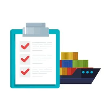Cargo ship transportation and document isolated icon Stock Illustration