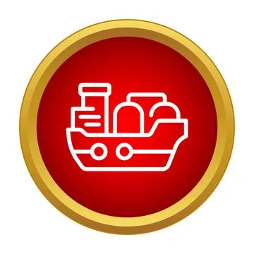 Cargo ship transporting commodities on red button icon Illustrazione stock