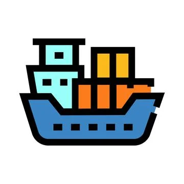 Cargo ship transporting containers icon representing global logistics Ilustração Stock