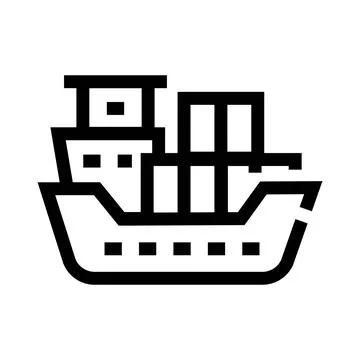 Cargo ship transporting containers icon representing global logistics Ilustração Stock
