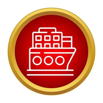Cargo ship transporting goods icon in red circle Stock Illustration