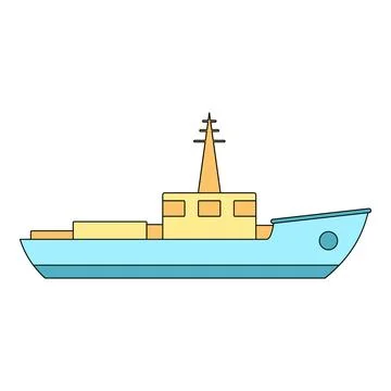 Cargo ship transporting goods on the ocean surface Stock Illustration