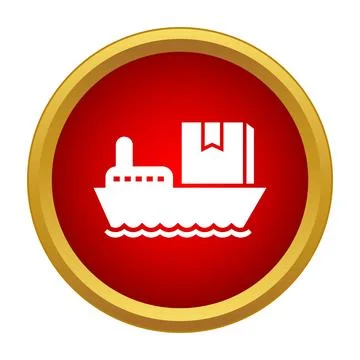 Cargo ship transporting goods shipping icon Illustrazione stock