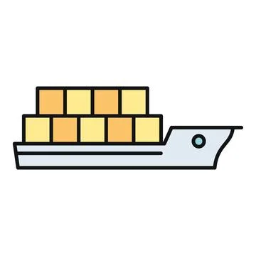Cargo ship transporting goods shipping internationally by sea Stock Illustration