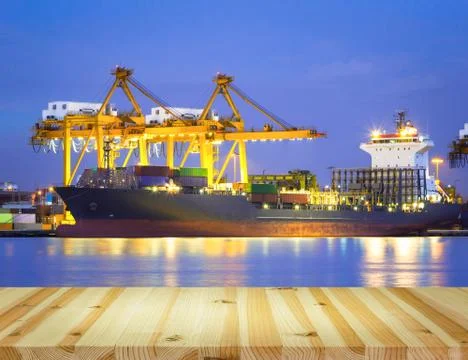 Cargo ship twilight Stock Photos