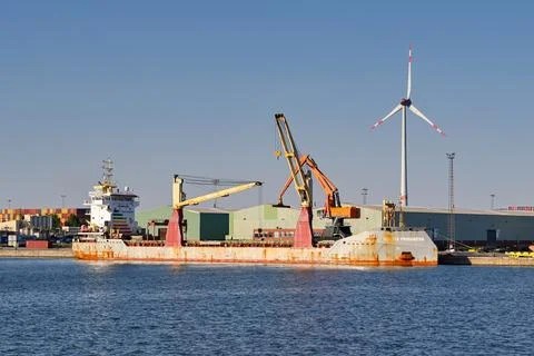 Cargo ship Vectis Progress in Antwerp Stock Photos