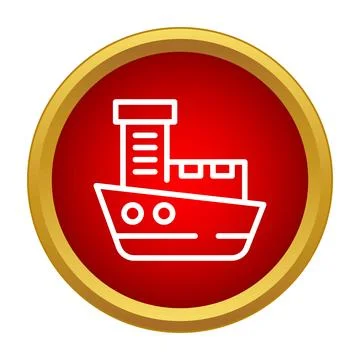 Cargo ship vessel icon on red gold button Stock Illustration