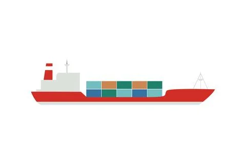 Cargo ship. Vessel port, export or import tanker shipping Stock Illustration