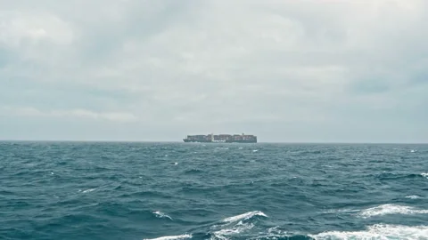 Cargo ship at windy wheather Video stock 95251860