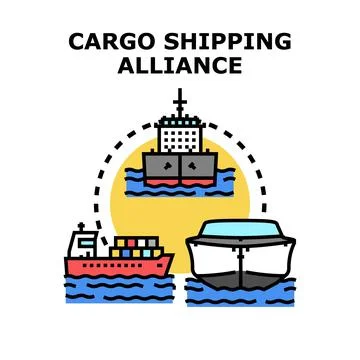 Cargo shipping alliance representing global transportation network system Stock Illustration