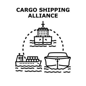 Cargo shipping alliance representing global transportation network system Stock Illustration