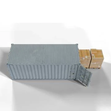 Cargo Shipping Container Loaded with Pallets and Cardboard Boxes for Logist.. Stock Illustration