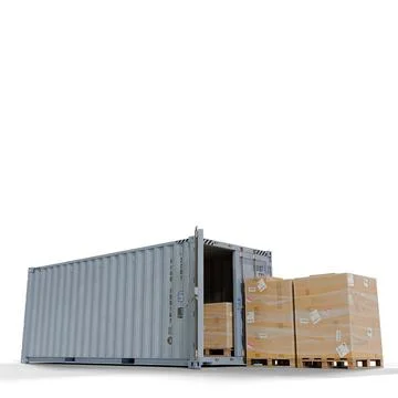 Cargo Shipping Container Loaded with Pallets and Cardboard Boxes for Logist.. Stock Illustration