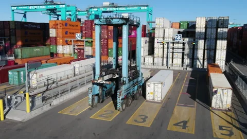 A cargo shipping container transporter Stock Footage 171590103