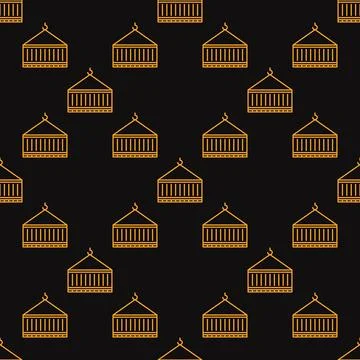 Cargo Shipping Container vector seamless pattern in line style Illustrazione stock