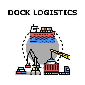 Cargo shipping dock logistics transportation process Stock Illustration